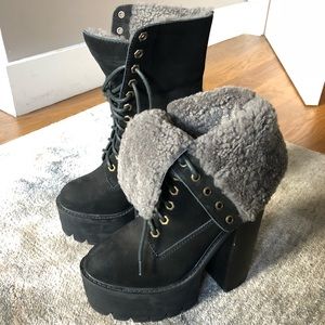 Jeffrey Campbell Fleece lined platforms
